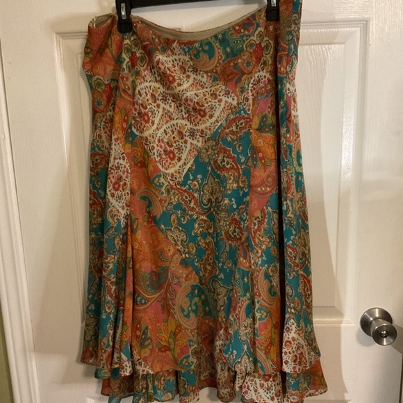 Chaps Paisley Maxi Skirt with Cascading Ruffles - Picture 1 of 5